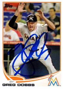 Miami Marlins Greg Dobbs Signed Baseball Card COA - Picture 1 of 1