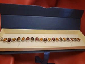 Vintage Multi Amber 925 Sterling Silver Bracelet Genuine Baltic Unisex With Box - Picture 1 of 6