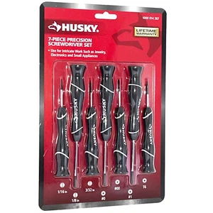 Husky 7-PC PRECISION SCREWDRIVER SET: Phillips Slotted Star 1/16 3/32 1/8 T6 00 - Picture 1 of 4