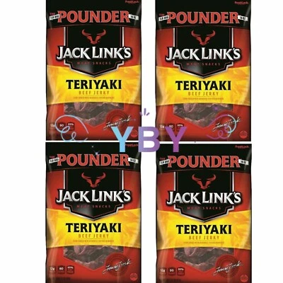 4 paquetes Jack Link's Teriyaki Beef Jerky 16 oz cada paquete, Totla 4 libras Foto 1 de 3