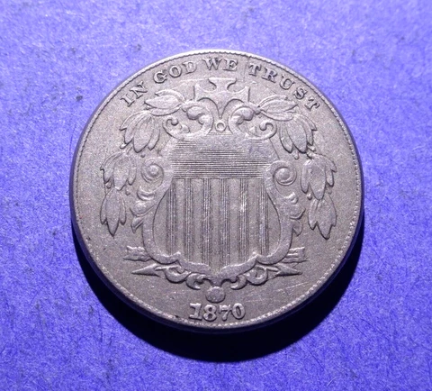 1870 Shield Nickel  VF Cover
