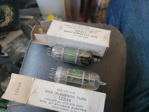 Pair of NOS Sylvania 12B4A Black Plate Horseshoe Getter Vacuum Tubes - Picture 1 of 1