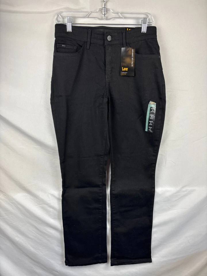 Lee Womens Black Straight Leg Pants Regular Fit Mid Rise Stretch Size 8 NWT - Image 1 of 4