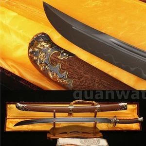 Damascus folded steel clay tempered sharp blade chinese phoenix qing sword 清刀 - Picture 1 of 11