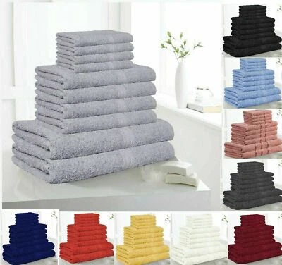 SALE! 10 Piece Bathroom Bath TOWELS EGYPTIAN Style Cotton Sets Face Hand Soft - Image 1 of 2