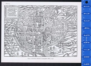PARIS, France, in Sebastian Munster's 1550 (Basel) Cosmographia-Map Print - Picture 1 of 1