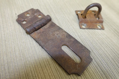 *VTG* Rusty Rustic 4.5" Barn Door HASP LATCH LOCK Chest Gate Padlock Hinged Lids Cover