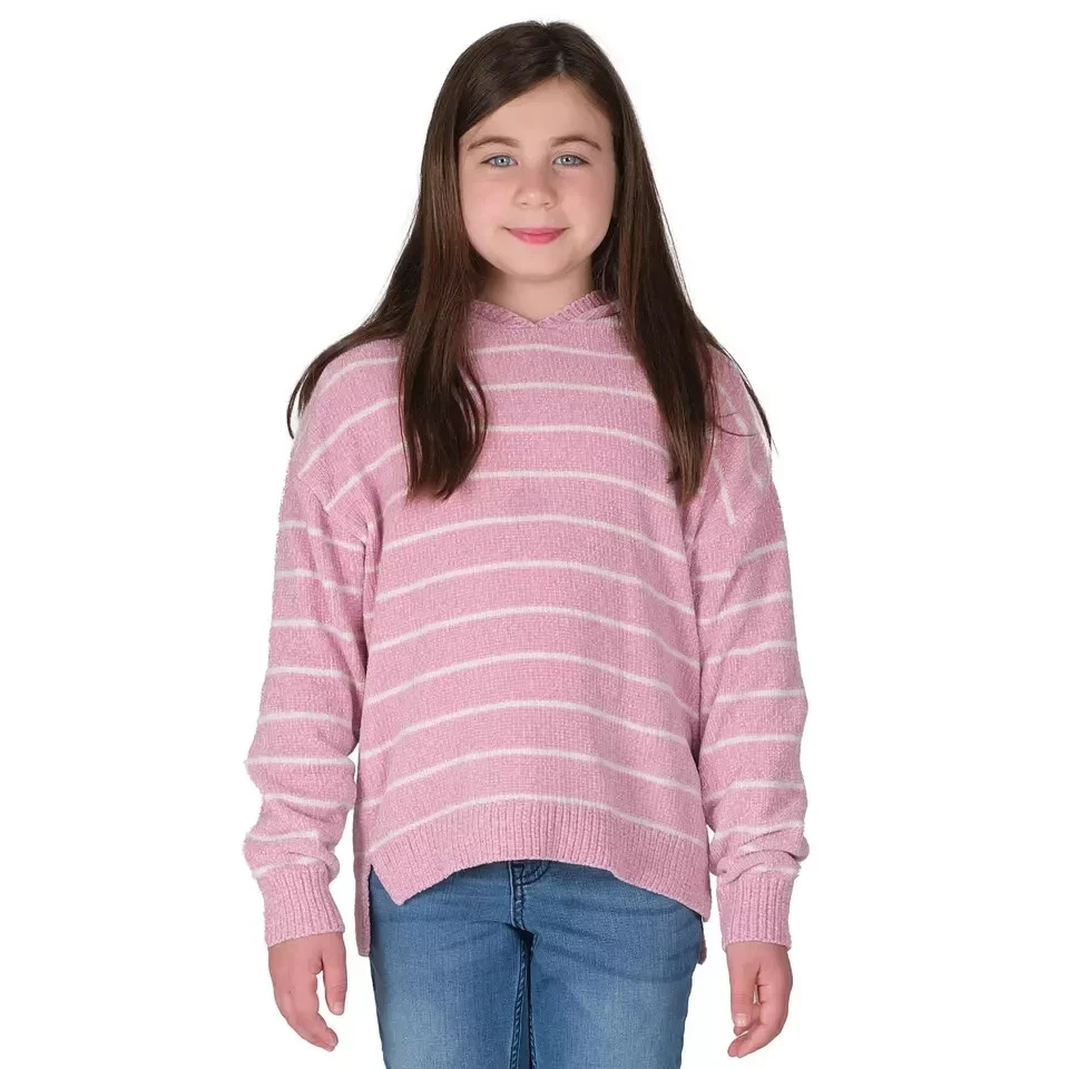 DKNY Youth Girls Chenille Sweater M (10/12) Pink & Hood