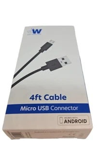 4ft TPU Micro USB Connector For Android - Just Wireless- Black - Picture 1 of 2