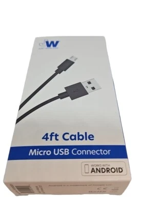 4ft TPU Micro USB  Connector For Android  - Just Wireless- Black - Image 1 of 2