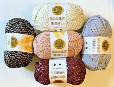 Mixed Lot 5 Lion Brand BOOGIE NIGHTS Bulky Sparkly Yarn 3 oz 149 yds each skein - Image 1 of 4