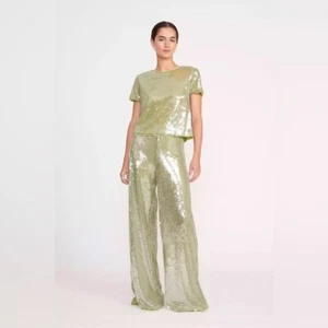 STAUD | NWT! Luke Sequins Pant In Green Moss Size: Medium - Picture 1 of 7