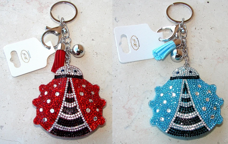 Brillante Coccinella Portachiavi donna Portafortuna ciondolo Borsa con strass - Immagine 1 di 1