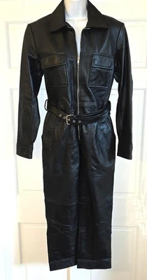 NEW! Genuine BLACK LAMBSKIN LEATHER Jumpsuit Catsuit Women's Sz 6 - 8 (M) - Image 1 of 4