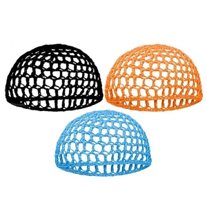 Red de pelo de ganchillo de malla 3 piezas para dormir tejida gorra gorra gruesa corta para mujer - Imagen 1 de 12
