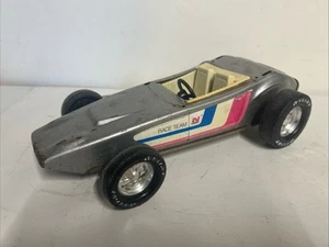 VINTAGE 1970's Nylint Silver Race Team Pressed Steel Race Car - Picture 1 of 11