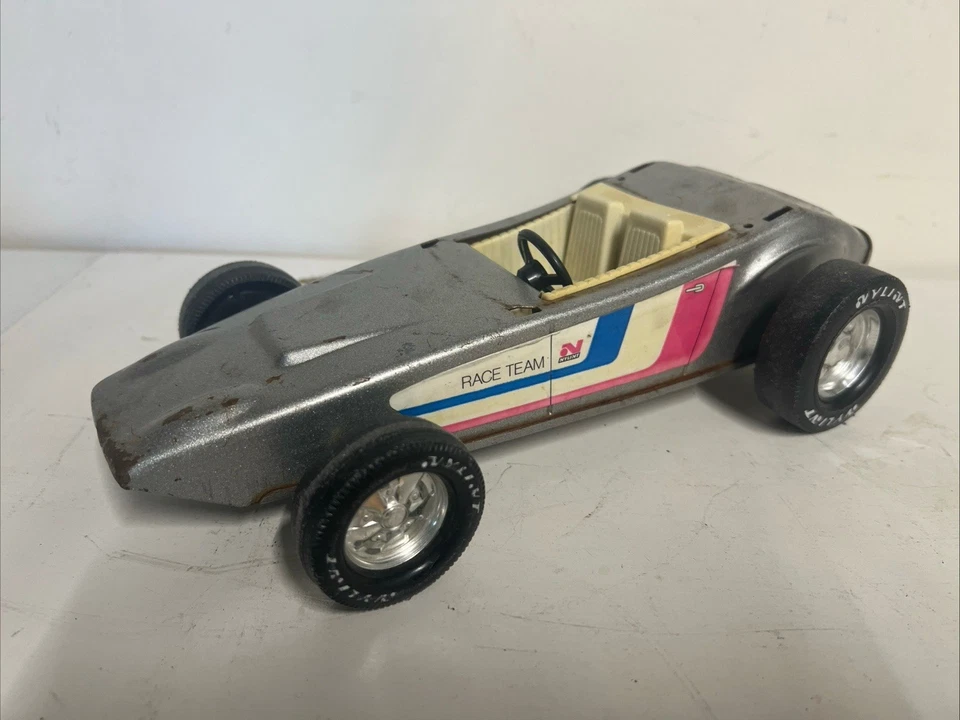 VINTAGE 1970's Nylint Silver Race Team Pressed Steel Race Car - Image 1 of 4