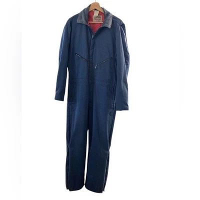 Vtg Walls coveralls mens L short quilted lining corduroy collar workwear welder - Image 1 of 4