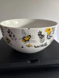 Royal Norfolk SPRING BEE HAPPY 5 3/4" Cereal Bowl Bees & Yellow Flowers - Picture 1 of 4