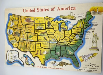 Деревянная головоломка Melissa & Doug Deluxe Соединенные Штаты Америки карта США - Изображение 1 из 3