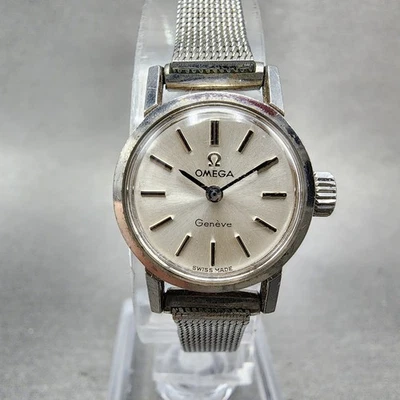 Omega Geneve Watch Women 20mm Silver Dial Stainless Steel Round Manual Wind Runs - Image 1 of 4