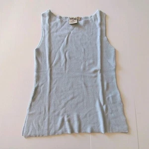 COUNTRY ROAD Cotton Rayon Rib Ribbed Tank Top Singlet Blue Sleeveless Tshirt XS - Picture 1 of 11
