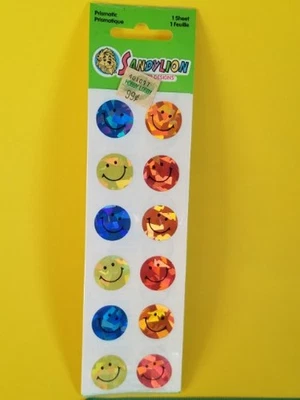 Hoja de pegatinas vintage Sandylion Prismatic Smiley FACES NUEVO EN STOCK Foto 1 de 4