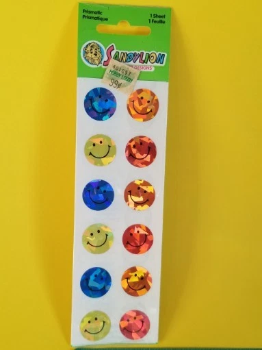 Vintage Sandylion Prismatic Smiley FACES Sticker Sheet NOS - Image 1 of 4
