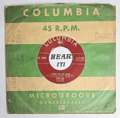 Превосходный Мелодичный 50-е Hillbilly 45 ЭДДИ ЗАК Я Никогда Не Видел Ее Снова КОЛУМБИЯ слышу - Изображение 1 из 4