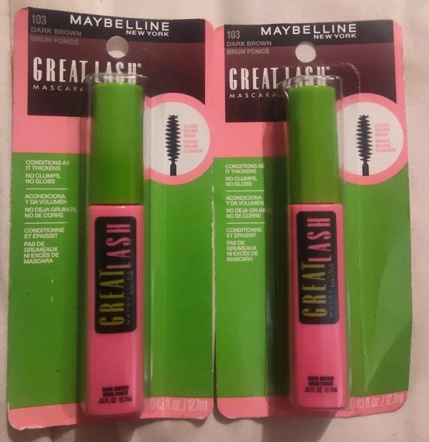 2 PACK Maybelline Great Lash Mascara Dark Brown 103 ~ NEW SEALED ~ FREE SHIPPING - Image 1 of 1