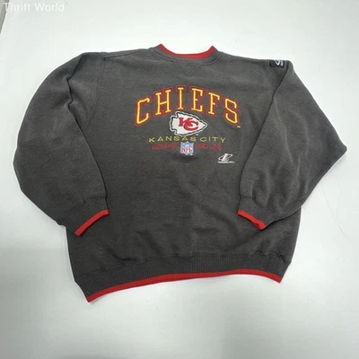 Vintage 90s LogoAthletic KC Chiefs Gray Embroidered Crewneck Sweatshirt Men's XL - Image 1 of 4