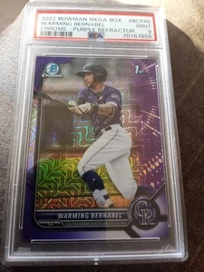 2022 Bowman Chrome 1ST Warming Bernabel #BCP-46 Purple Mojo Refractor PSA MINT 9 - Picture 1 of 2