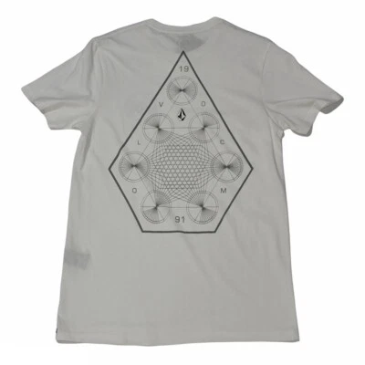 Volcom Mens Modern Fit Space Time Geometric Short Sleeve T-Shirt White Small NWT - Image 1 of 4