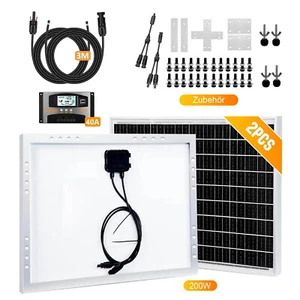 200W Solarpanel Solaranlage Inselanlage Garten Wohnwagen Camping Solarmodul Kit - Bild 1 von 12