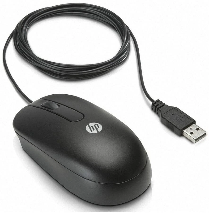 Original HP USB Optisch Maus schwarz 3 Tasten Scrolling-Rad 672652-001 Verkabelt - Bild 1 von 4