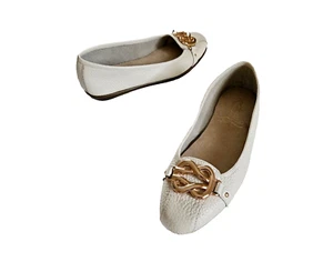 NEW Comfort AEROSOLES High BET Stitch N Turn BALLET FLATS Ivory Leather 7.5 7.5M - Picture 1 of 10