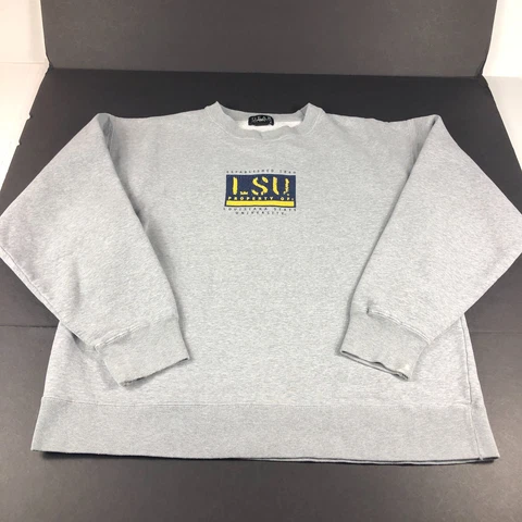 Vintage Louisiana State Tigers Sweatshirt Adult Medium Grey Faded Crewneck Cover