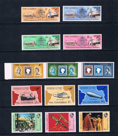 Gambia 1966-77 4 Commemorative issues **/MNH SG 246-9, 256-61, 365-7 Cover