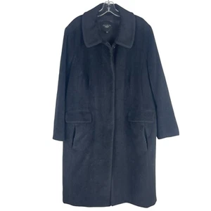 Talbots Wool Alpaca Blend Hidden Button Long Coat Black Women Size 20W - Picture 1 of 7