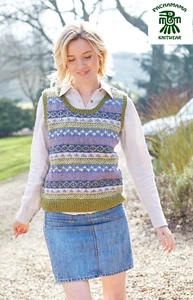 Pachamama Hand Knitted 100% Wool Tank Top - Classic Fair Isle - Olive - Picture 1 of 9