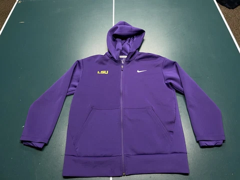 LSU Tigers NCAA Nike Dri Fit Pro Full Zip Hooded Jacket Size Medium Cover