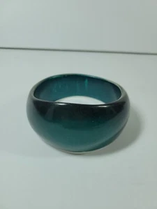 Vintage Lucite Blue Green Moonglow Asymmetrical Bangle Chunky Plastic Bracelet - Picture 1 of 13