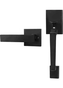 Aotodo Matte Black Front Door Handle Set with Reversible Lever Matte Black - Picture 1 of 6