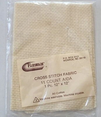 Raymar Cross Stitch Fabric Aida 11 Count Ivory 12”x 12” Cotton USA New in Pkg - Image 1 of 2