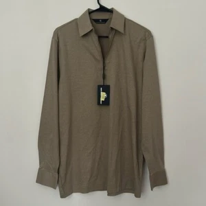 Hart Schaffner Marx Mens L/S 1/2-Zip Pullover Collared Shirt Sz M NWT Brown - Picture 1 of 11