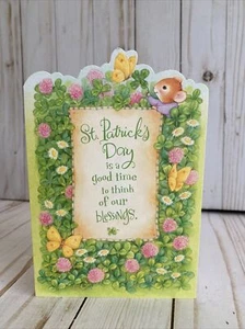 St. Patrick’s Day Card Think Of Our Blessings You Cute Mouse + Butterfly New - Picture 1 of 6