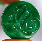 29x10mm Green Malay Jade Round Carved Snake Pendant Bead BQ64365