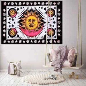 Sun Moon And Stars Mandala Tapestry Hippie Wall Hanging Bohemian Indian Throw - Picture 1 of 3