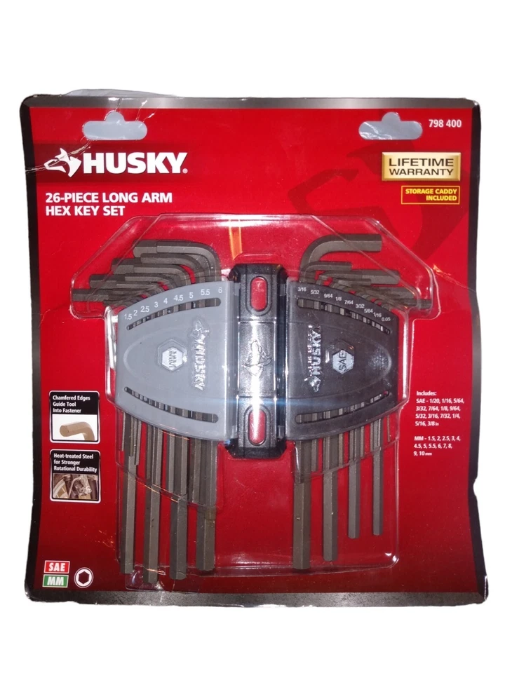 26 Piece Husky 798 400 Long Arm Hex Key Set, 1/2" - 3/8", 1.50mm - 10mm - Image 1 of 4