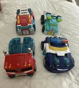 Hasbro Playskool Transformers Rescue Heroes Lot Police Car Fire Truck Rig Prime - Picture 1 of 5